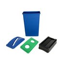 blue garbage bin with paper bottle and can plastic and and everyday swing garbage lid, 25 Gallon Slim Container, COLOR, Blue, WASTE, SLIM CONTAINERS & LIDS, 9513