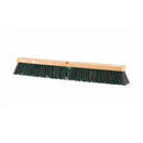 natural wood block broom brush with black and green colored brissels, Value Line Medium Push Broom Head, SIZE, 24 Inch, FLOOR CLEANING, PUSH BROOMS, 4453