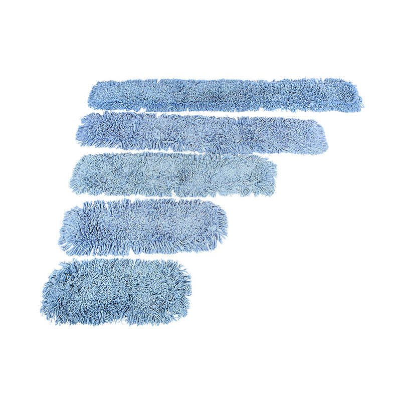 blue static cling dust mop in 18inch, 24inch, 36inch, 48inch and 60inch long by 5inch wide tie-on, Pro-Stat® Blue Tie-On Dust Mop Head, SIZE, 18 Inch X 5 Inch, FLOOR CLEANING, DUST MOPS, 3100, 3101,3102,3103,3110