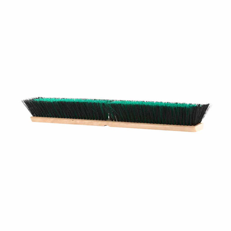 natural wood block broom brush with black and green colored brissels, Value Line Medium Push Broom Head, SIZE, 36 Inch, FLOOR CLEANING, PUSH BROOMS, 4581