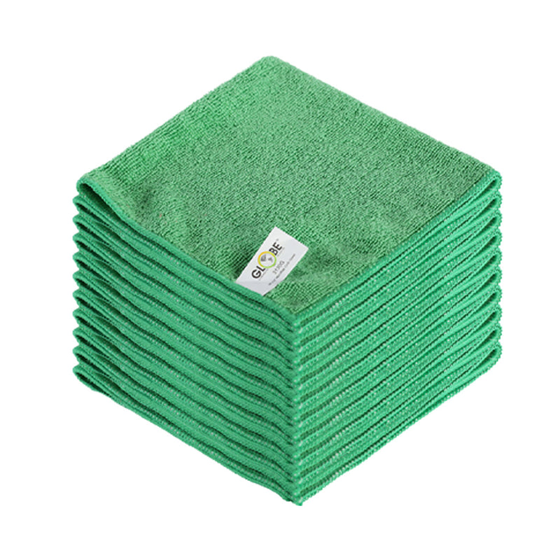 green 10 stack of cleaning cloths, 14 Inch X 14 Inch 240 Gsm Microfiber Cloths, COLOR, Green, Package, 20 Packs of 10, MICROFIBER, CLOTHS, Best Seller, COVID ESSENTIALS, 3131G