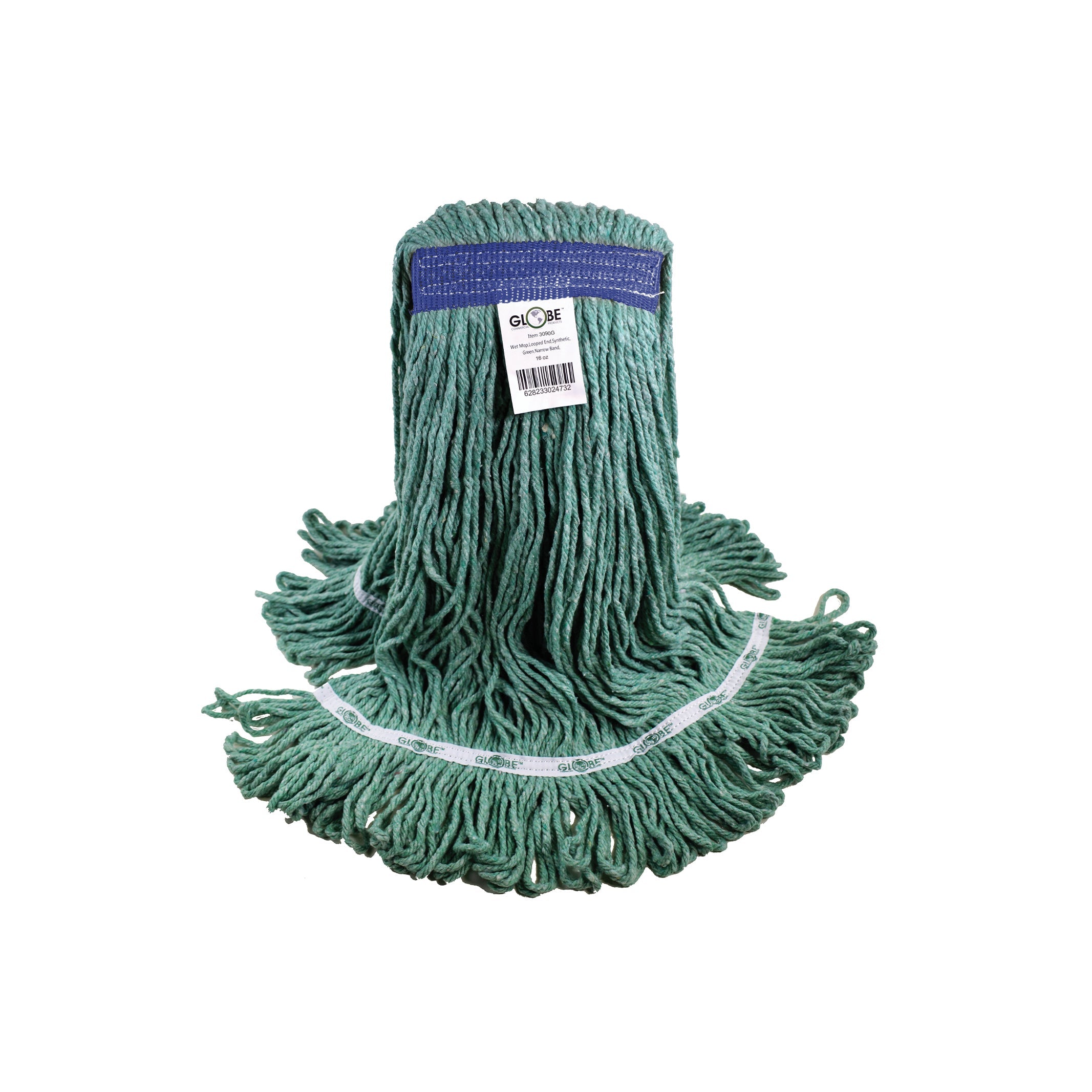 mop synthetic green looped thread strands, Syn-Pro® Synthetic Narrow Band Wet Green Looped End Mop, SIZE, 16 Oz, FLOOR CLEANING, WET MOPS, 3090G