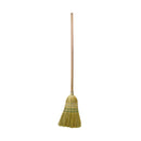 natural corn broom brush packaged with 2 silver wire and 2 blue strings with wooden handle, Heavy-Duty Corn Broom, 2 Wire 2 String, FLOOR CLEANING, CORN BROOMS, 4002