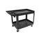 large 2 level black cart with wheels and handle with tool compartment and holders built in, Heavy-Duty Lipped Utility Cart, SIZE, Large / 550 Lbs / 46 3/4 Inch L X 25 1/2 Inch W X 33 1/2 Inch H, MATERIAL HANDLING, HEAVY-DUTY UTILITY CARTS, 5801