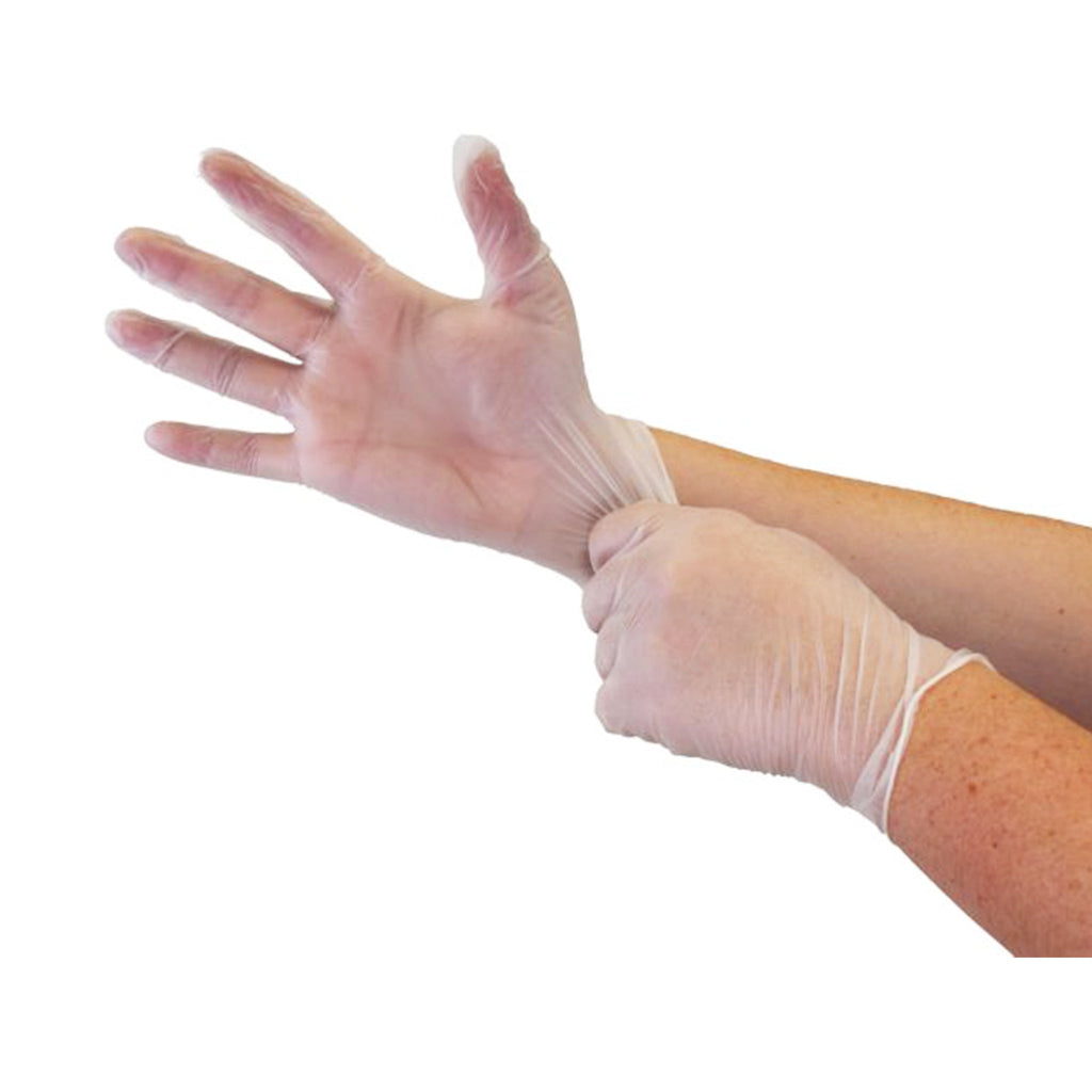 clear stretching fingers gloves on hands, 4 Mil Vinyl Gloves Powder-Free, SIZE, Small, Package, 10 Boxes of 100, GLOVES, VINYL, 7900, 7901,7902,7903