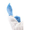 blue stretching gloves on hands with white coverall, Sky Blue 4 Mil Nitrile Gloves Powder-Free, SIZE, Small, Package, 10 Boxes of 100, GLOVES, NITRILE,NEW,7810,7811,7812,7813, 7814