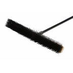 natural wood block broom brush with green and black brissels and black handle, Side-Clipped Pathfinder Rough Push Broom Head, SIZE, 24 Inch, FLOOR CLEANING, PUSH BROOMS, 4485