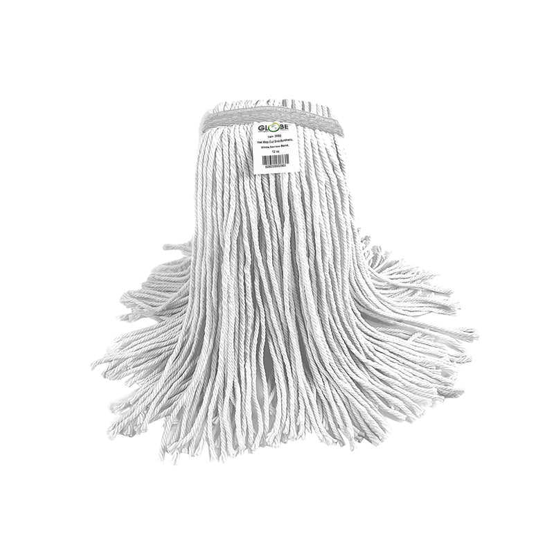 mop with synthetic thread strands 12oz, Syn-Pro® Synthetic Narrow Band Wet White Cut End Mop, SIZE, 12 Oz, FLOOR CLEANING, WET MOPS, 3085