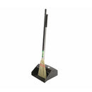 black lobby dust pans with silver tall handle with clipped broom, Heavy-Duty Lobby Dustpan W/Wheels, FLOOR CLEANING, DUST PANS, 3033