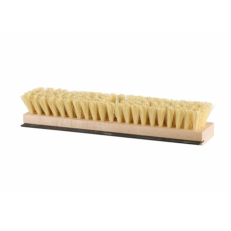 natural wood and with natural color brissels brush view with squeegee side, 12 Inch Natural Fiber Deck Scrub Head With Squeegee, FLOOR CLEANING, FLOOR SQUEEGEES, 4253