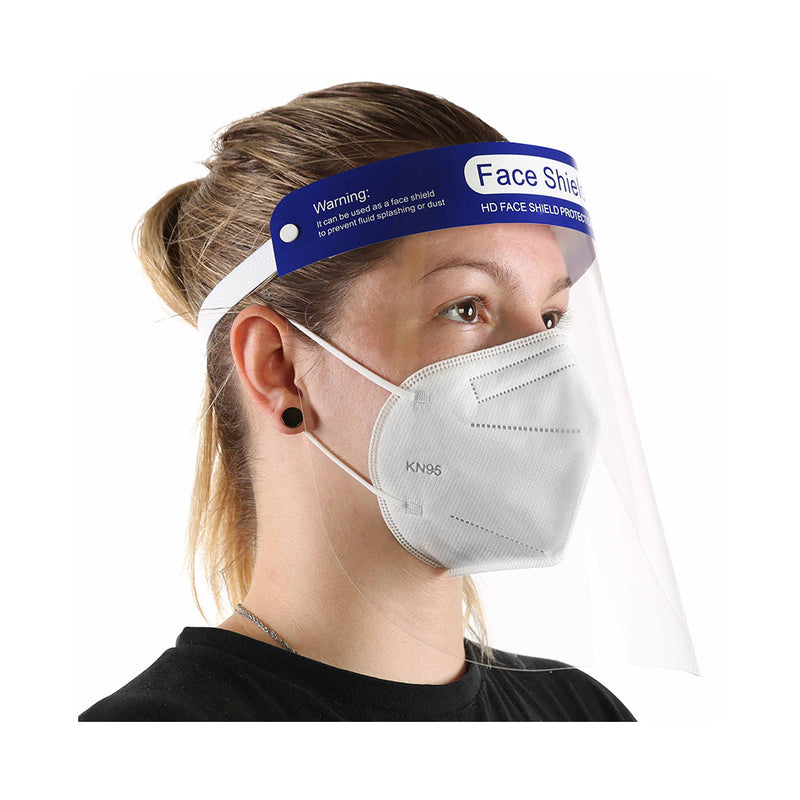 woman wearing face shield side with face mask, Face Shield Anti-Fog, PPE-PERSONAL PROTECTIVE EQUIPMENT, FACE SHIELD, COVID ESSENTIALS, 7740