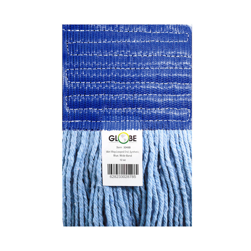 blue mop synthetic blue 5 inch band view 10 oz, Syn-Pro® Synthetic 5 Inch Wide Band Wet Blue Looped End Mop, SIZE, 12 Oz, FLOOR CLEANING, WET MOPS, 3049B