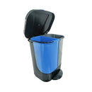 removable blue and grey bins with black dock with lid open side view, Step-On 2-Stream Can Waste/Recycle, WASTE, STEP-ON CONTAINERS, 9600