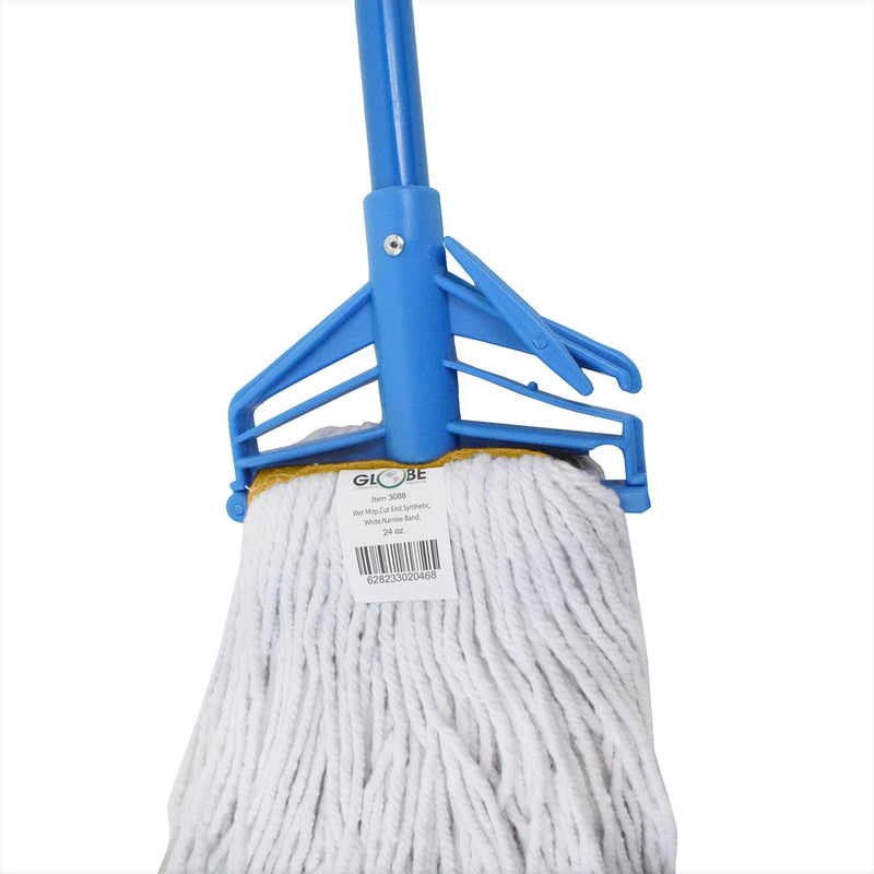 Syn-Pro® Synthetic Narrow Band Wet White Cut End Mop, SIZE, 24 Oz, FLOOR CLEANING, WET MOPS, Best Seller, 3088