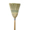 natural corn broom brush packaged with 2 silver wire and 2 blue strings with wooden handle with green globe packaing, Lobby Corn Broom, 3 String, FLOOR CLEANING, CORN BROOMS, 4004