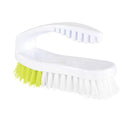 white brush head with curved handlewith lemon yellow and white brissels, 4.5 Inch Hand And Nail Brush, GENERAL CLEANING, BRUSHES, 4022