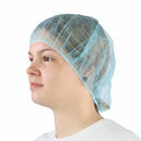 woman wearing blue hairnet, Bouffant Cap/Hairnet, COLOR, Blue, Package, 10 Packs of 100, PPE-PERSONAL PROTECTIVE EQUIPMENT, HAIR NETS, COVID ESSENTIALS, 7731B