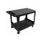large 2 level black cart with wheels and handle with tool compartment and holders built in, Heavy Duty Flat Shelf Cart, SIZE, Large / 550 Lbs / 44 Inch L X 25 1/4 Inch W X 32 1/4 Inch H, MATERIAL HANDLING, HEAVY-DUTY UTILITY CARTS, 5901
