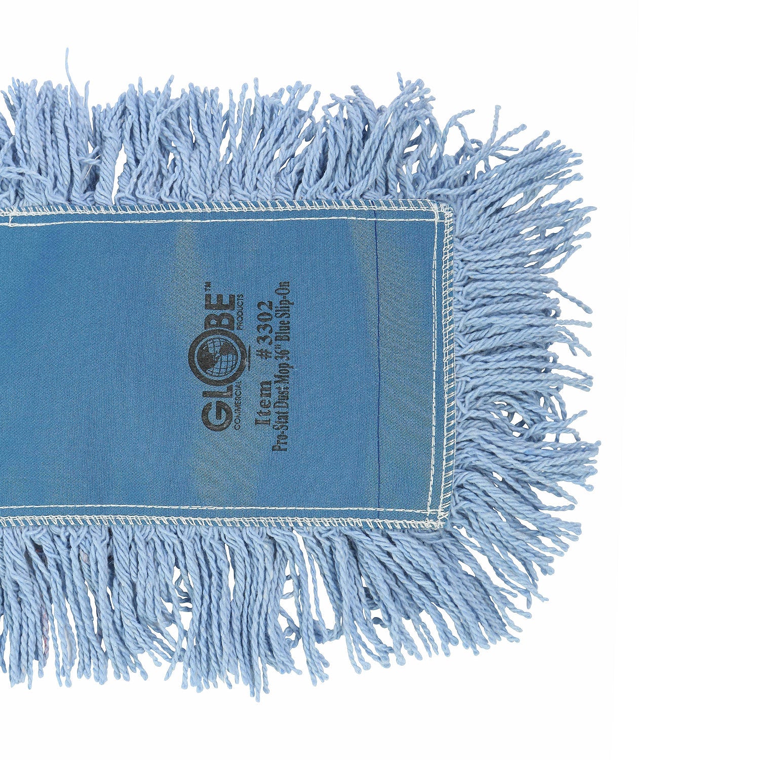 blue static cling dust mop close up back slip-on, Pro-Stat® Blue Slip-On Dust Mop Head, SIZE, 18 Inch X 5 Inch, FLOOR CLEANING, DUST MOPS, 3300,3301,3302,3303