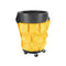 black garbage bin with side handles and yellow caddy wrap with prockets slots, Caddy Bag For 20, 30, 44 Gallon Waste Containers, SIZE, 20 Inch X 20 1/2 Inch, WASTE, ROUND UTILITY CONTAINERS AND LIDS, 9605