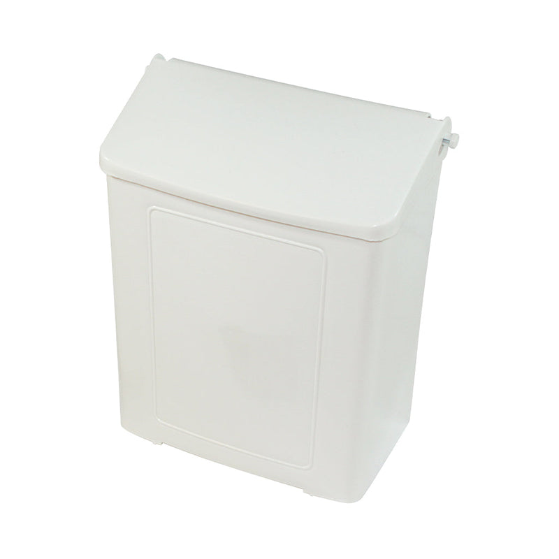 rectanular white bin with flap, Plastic Sanitary Napkin Disposal Unit, WASHROOM CARE, SANITARY NAPKINS & DISPENSERS, 3014