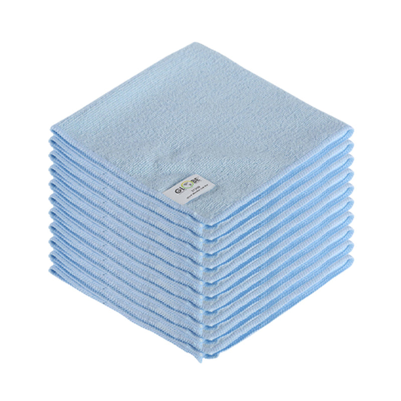 blue 10 stack of cleaning cloths, 14 Inch X 14 Inch 240 Gsm Microfiber Cloths, COLOR, Blue, Package, 20 Packs of 10, MICROFIBER, CLOTHS, Best Seller, COVID ESSENTIALS, 3131B