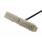 natural wood block broom brush with grey brissels and black handle, Side-Clipped Pathfinder Soft Push Broom Head, SIZE, 18 Inch, FLOOR CLEANING, PUSH BROOMS, 4480