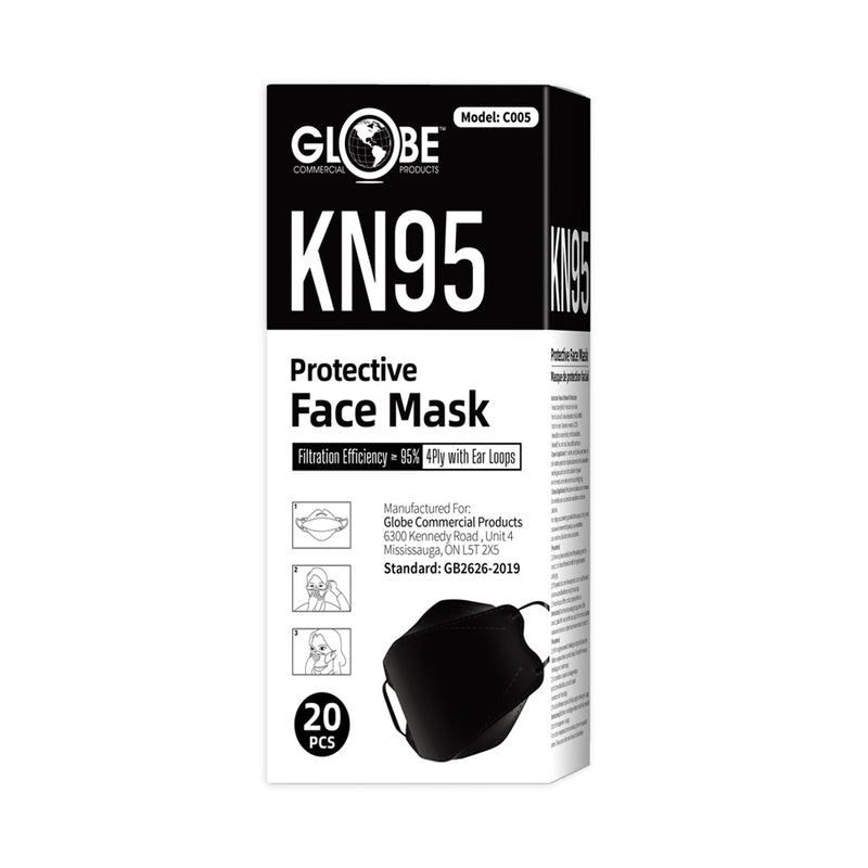 KN95 Formfitting Mask, COLOR, Black, Package, 20 Boxes of 20, PPE-PERSONAL PROTECTIVE EQUIPMENT, MASKS, NEW, COVID ESSENTIALS, 7765B