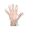 hand showing clear poly gloves, Polyethylene Gloves Powder Free, SIZE, Medium, Package, 20 Boxes of 500, GLOVES, POLY, COVID ESSENTIALS, 8001, 8002
